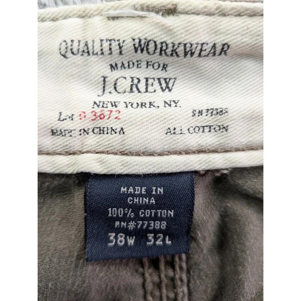 J.Crew Quality Workwear Carpenter Pants Mens 38x32 Green Cotton Utility 820